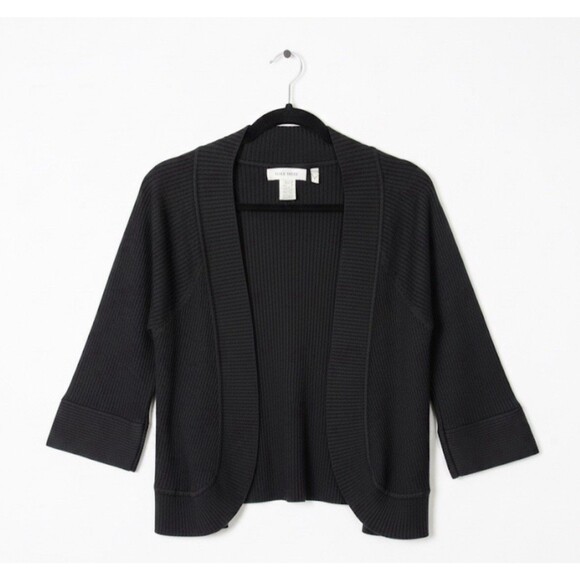 Nine West Sweaters - Vintage Nine West Silk Blend Cardigan Black Ribbed Y2K Bolero Shrug Size L